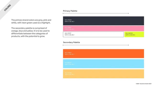 Primary and secondary color palette
