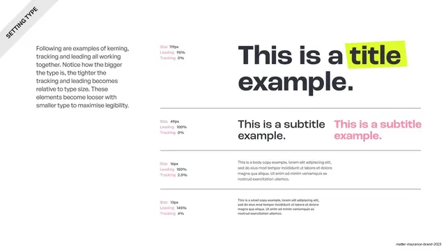 Matter type-setting legibility examples