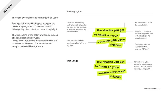 Matter text highlights element