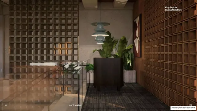King Taps interior render, photographic, minimal, warm