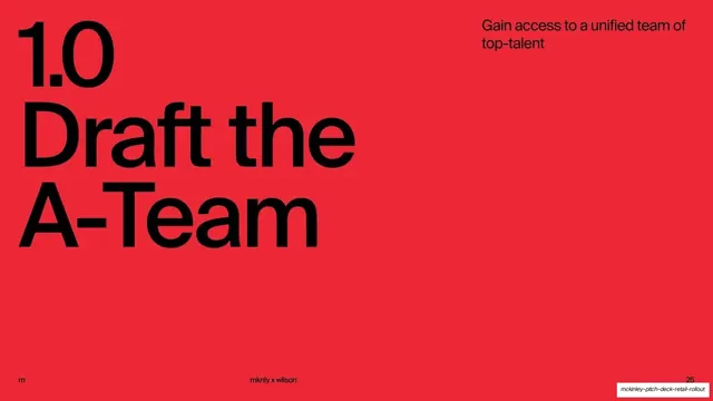 Benefit 1.0 Draft the A-Team red title, minimal, swiss, vibrant
