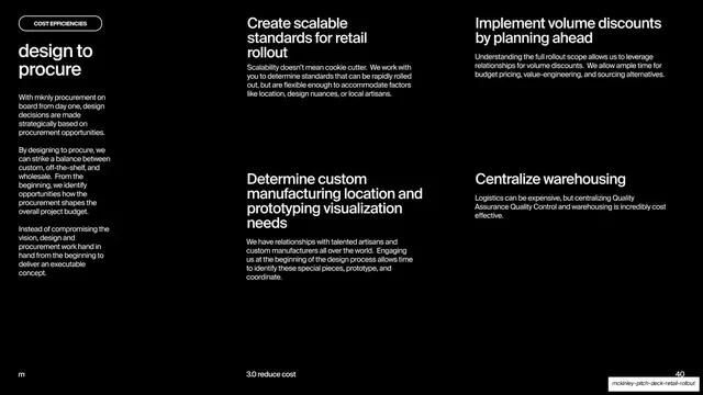 Design to procure four-point breakdown, dark-mode, minimal, dark