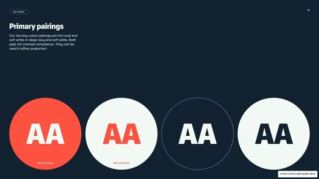 Monzo primary colour pairings