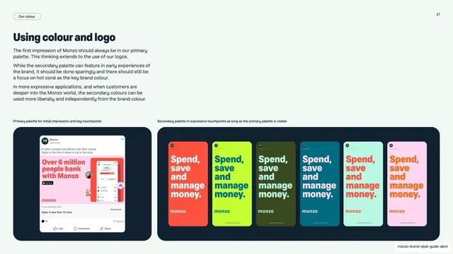 Monzo using colour and logo