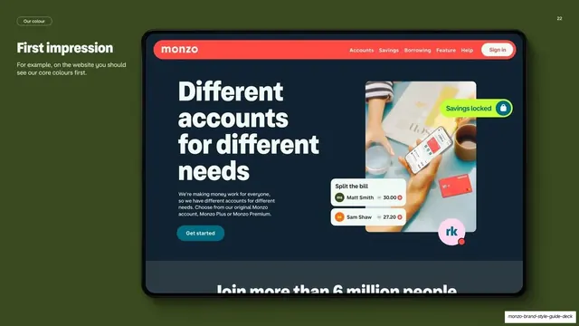 Monzo first impression website mockup
