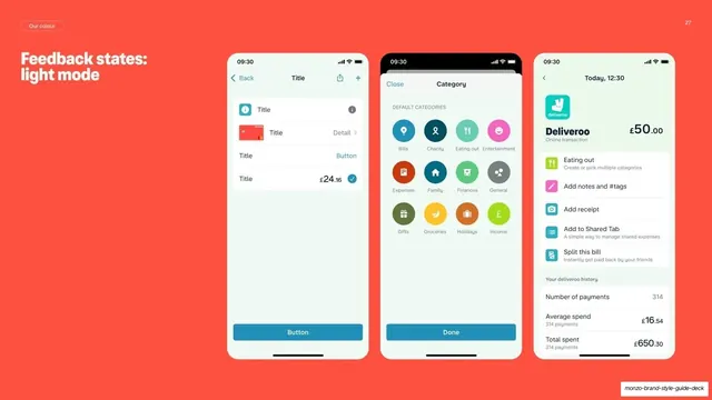 Monzo feedback states light mode