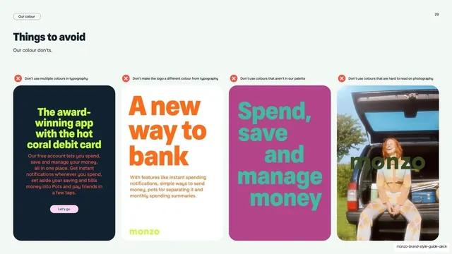 Monzo colour things to avoid