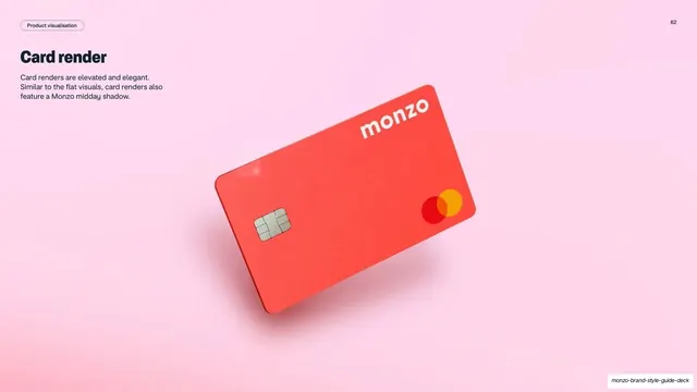 Monzo card render, minimal, light-mode, pastel