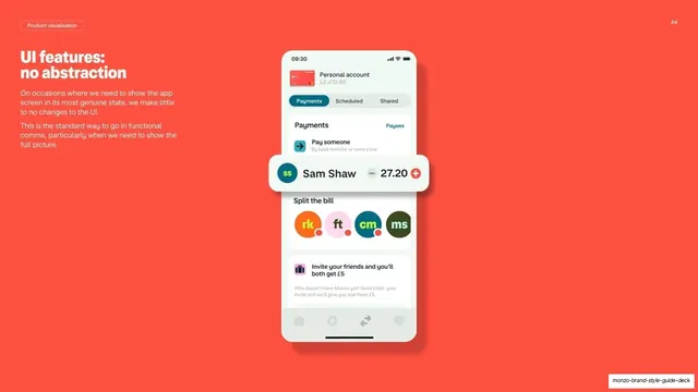 Monzo UI features no abstraction