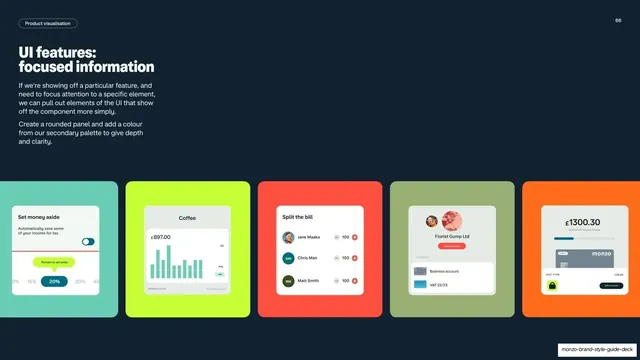 Monzo UI features focused information