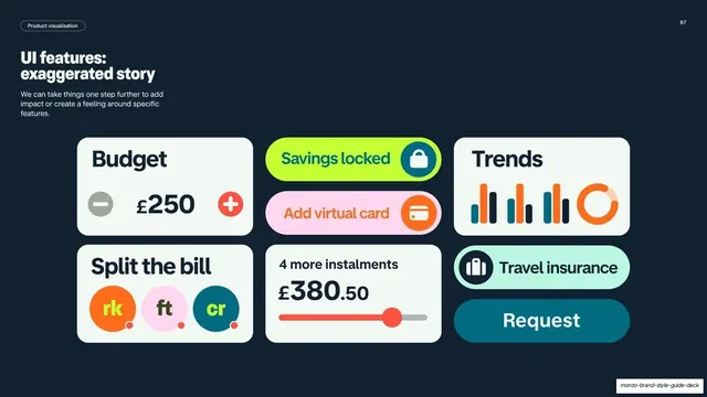 Monzo UI features exaggerated story