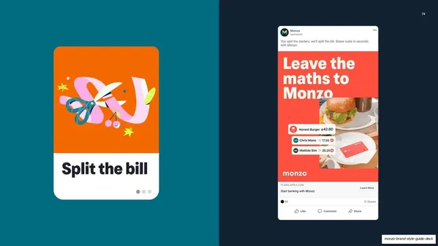 Monzo brand expression: social ad units