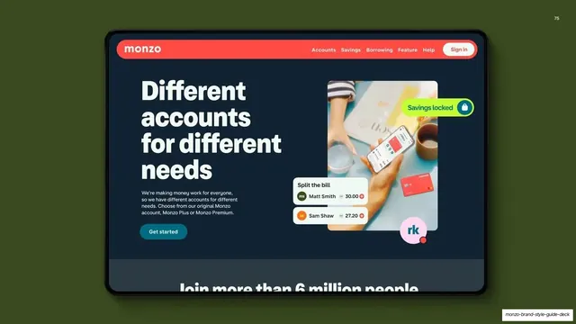 Monzo website hero in device mockup