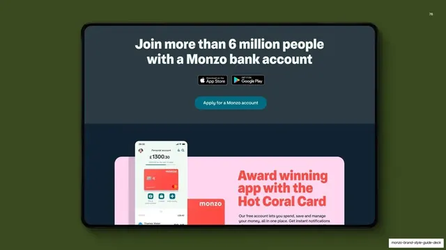 Monzo website scroll: download and Hot Coral card