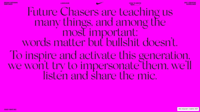 Words matter manifesto copy on magenta