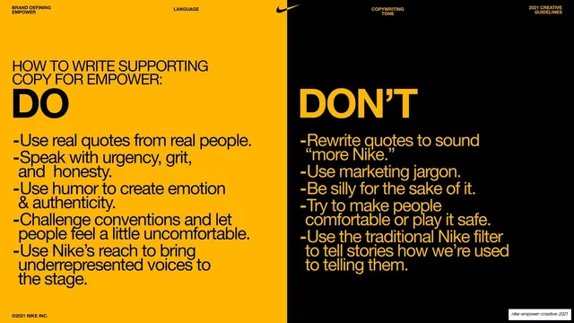 Do / Don't copywriting split