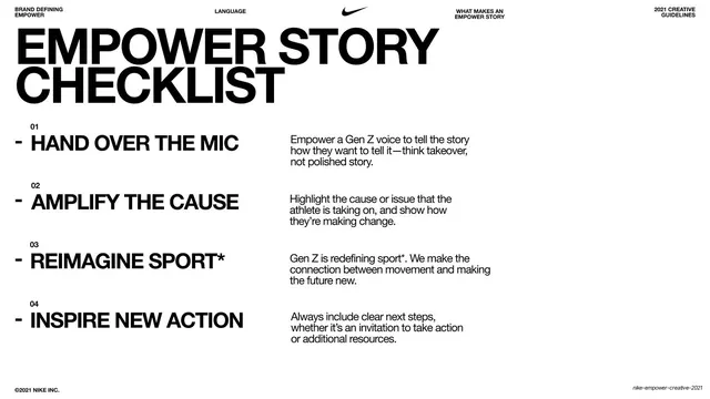 Empower story checklist