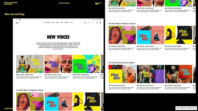 Nike Journal Page, New Voices homepage