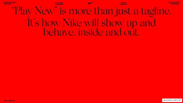 Play New tagline statement on red