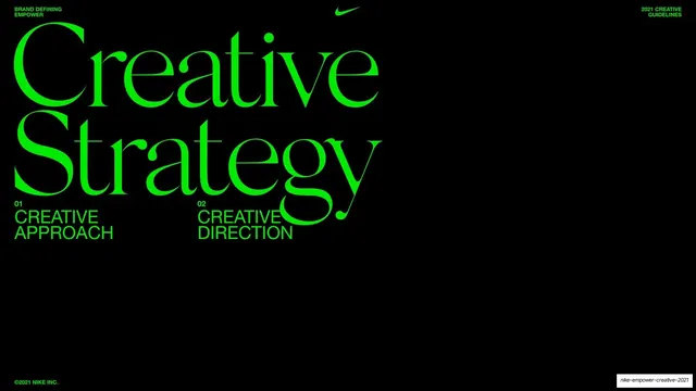 Creative Strategy section divider, editorial, dark-mode, dark