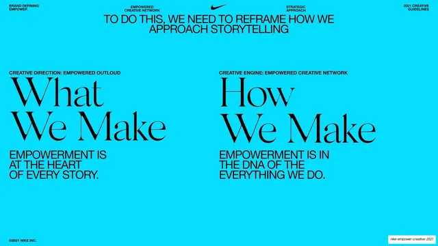 What we make / how we make serif split on cyan