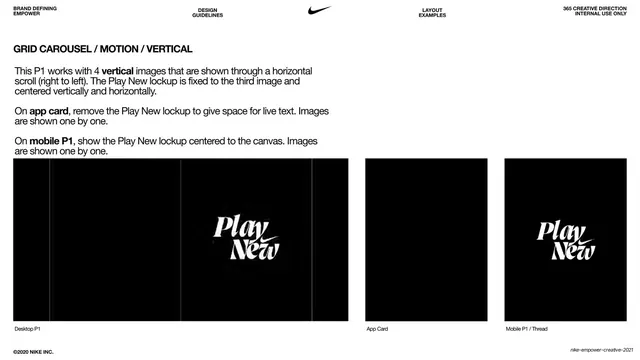 Grid carousel vertical motion layout spec