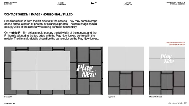 Contact sheet horizontal filled layout spec