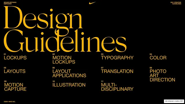 Design Guidelines contents (amber on black)