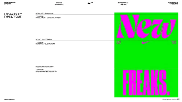Typography type layout with placement labels