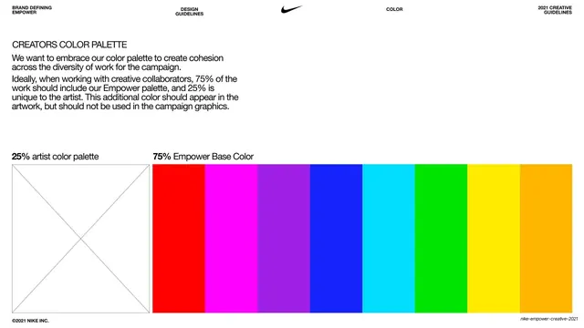 Nike Empower creators color palette 75/25 split