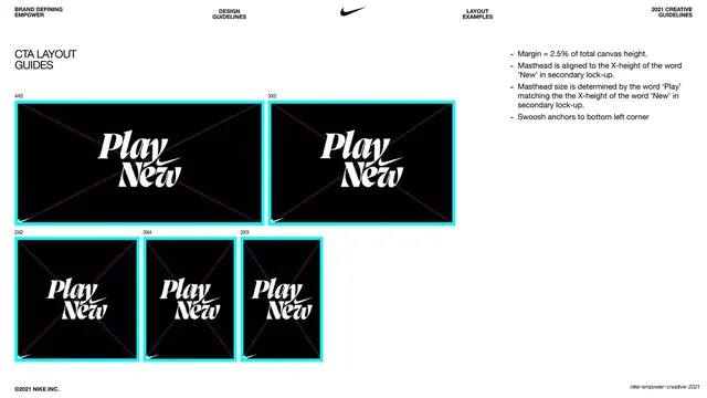 Nike Empower CTA Layout guides