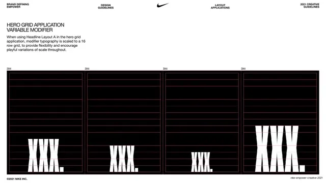 Nike Empower hero grid variable modifier