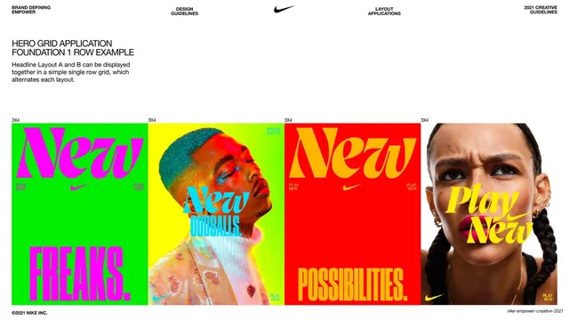 Nike Empower hero grid 1-row alternating example