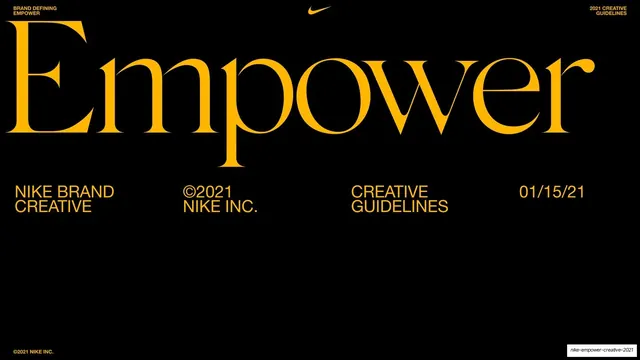 Nike Empower Creative Guidelines 2021, editorial, minimal, high-contrast