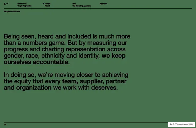 Accountability statement, big text, editorial, minimal, muted