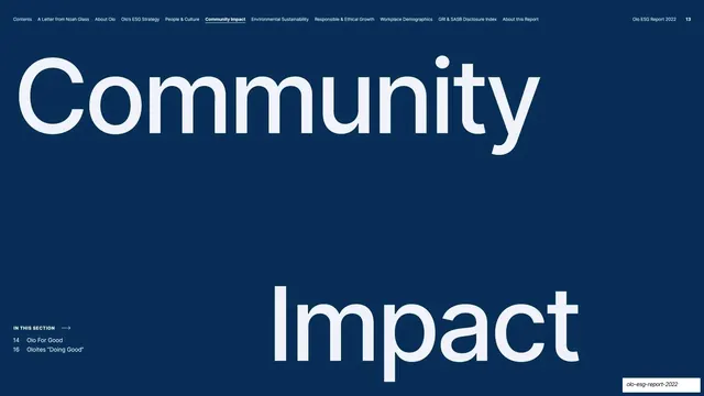 Community Impact divider, editorial, minimal, dark