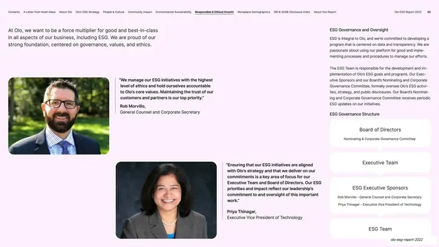 ESG Governance quotes and structure, corporate-clean, light-mode, light