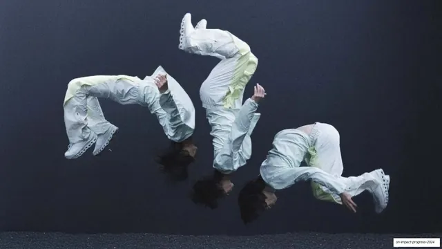 Full-bleed athletes mid-backflip on charcoal