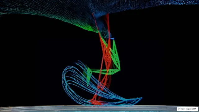 Full-bleed shoe simulation point-cloud on black