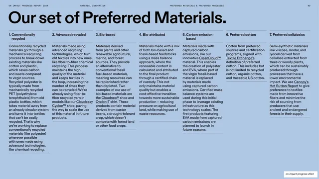 Set of preferred materials seven-column glossary