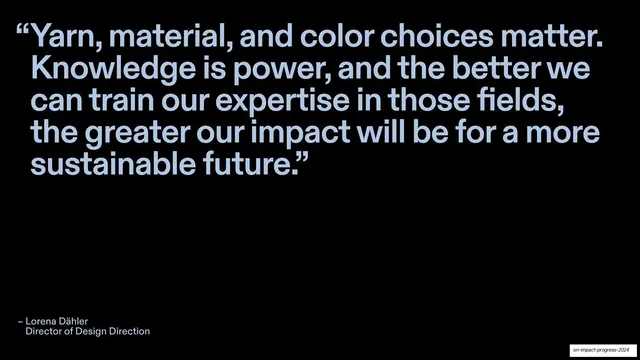 Yarn, material, and color choices matter" quote