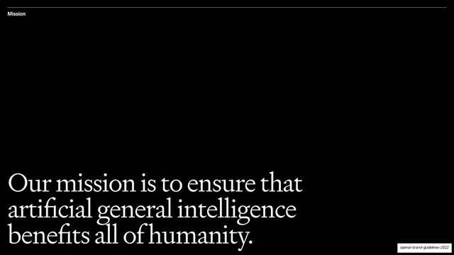 Mission statement slide, minimal, editorial, dark