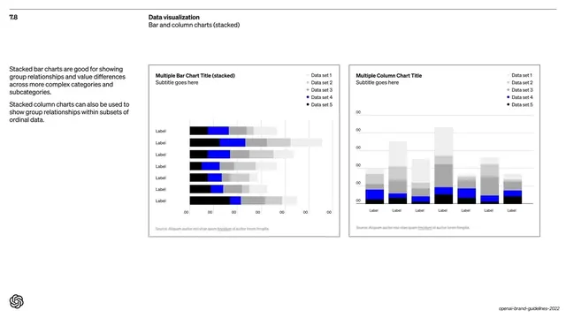 Data visualization bar and column charts, minimal, swiss, light