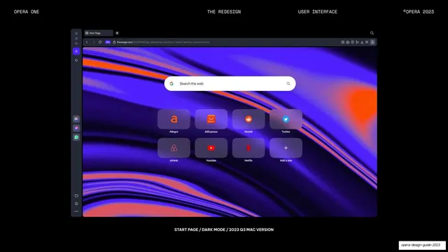 Start page dark mode mockup