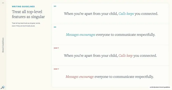 Treat features as singular do/don't examples