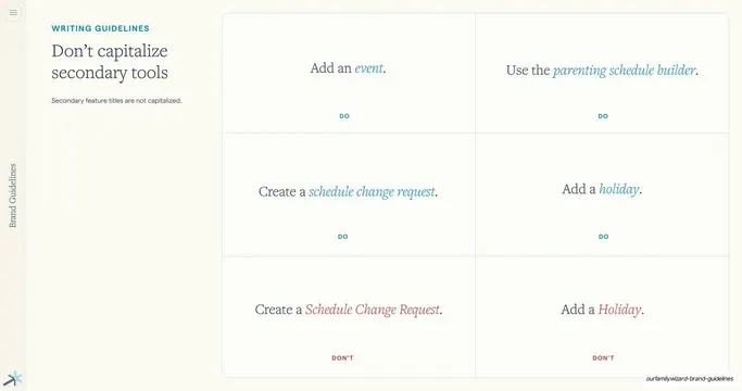 Don't capitalize secondary tools example grid