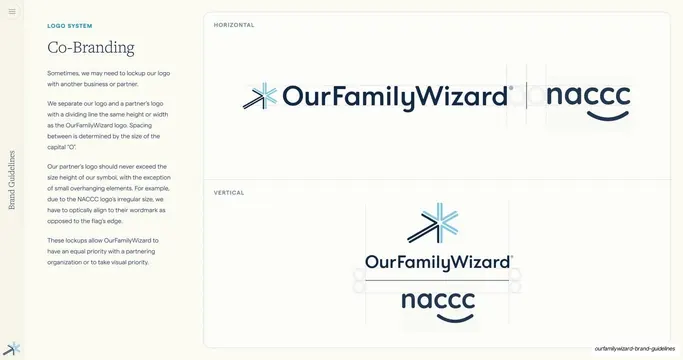 Co-Branding partner lockups, editorial, minimal, light