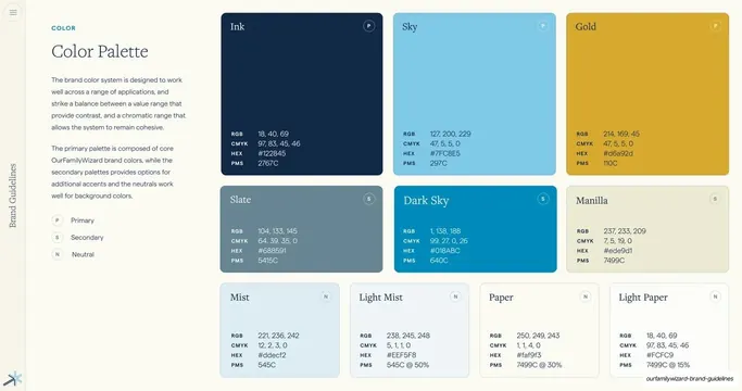 Color Palette swatch grid