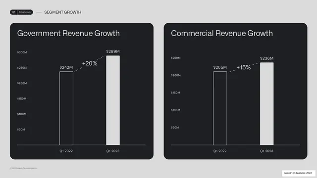 Government vs commercial segment growth two-up