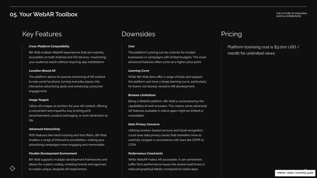 8th Wall features, downsides, pricing